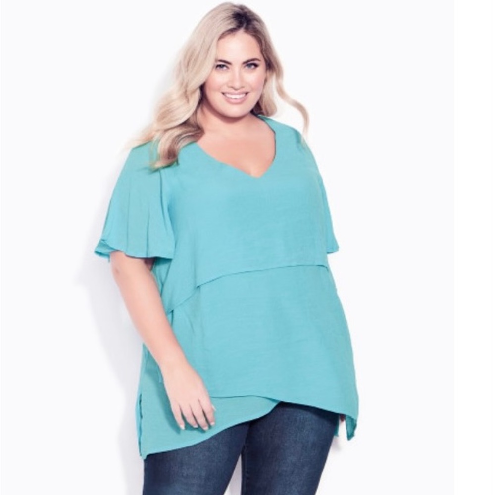 NWT Women's Plus “Avenue” Mylah Layer Tunic - Azure Blue. Size 16W. BRAND NEW!